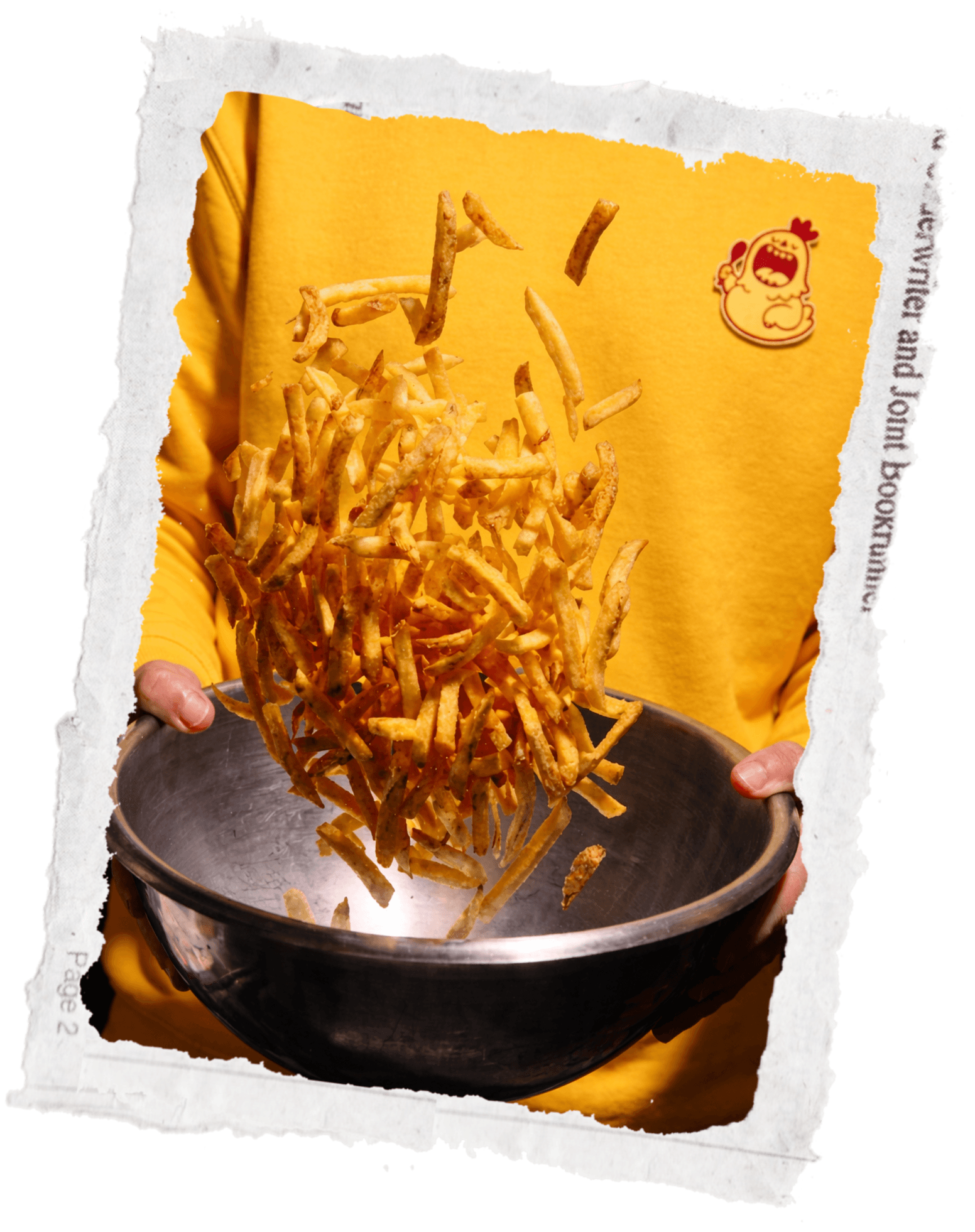 Frites maison lancées en l'air